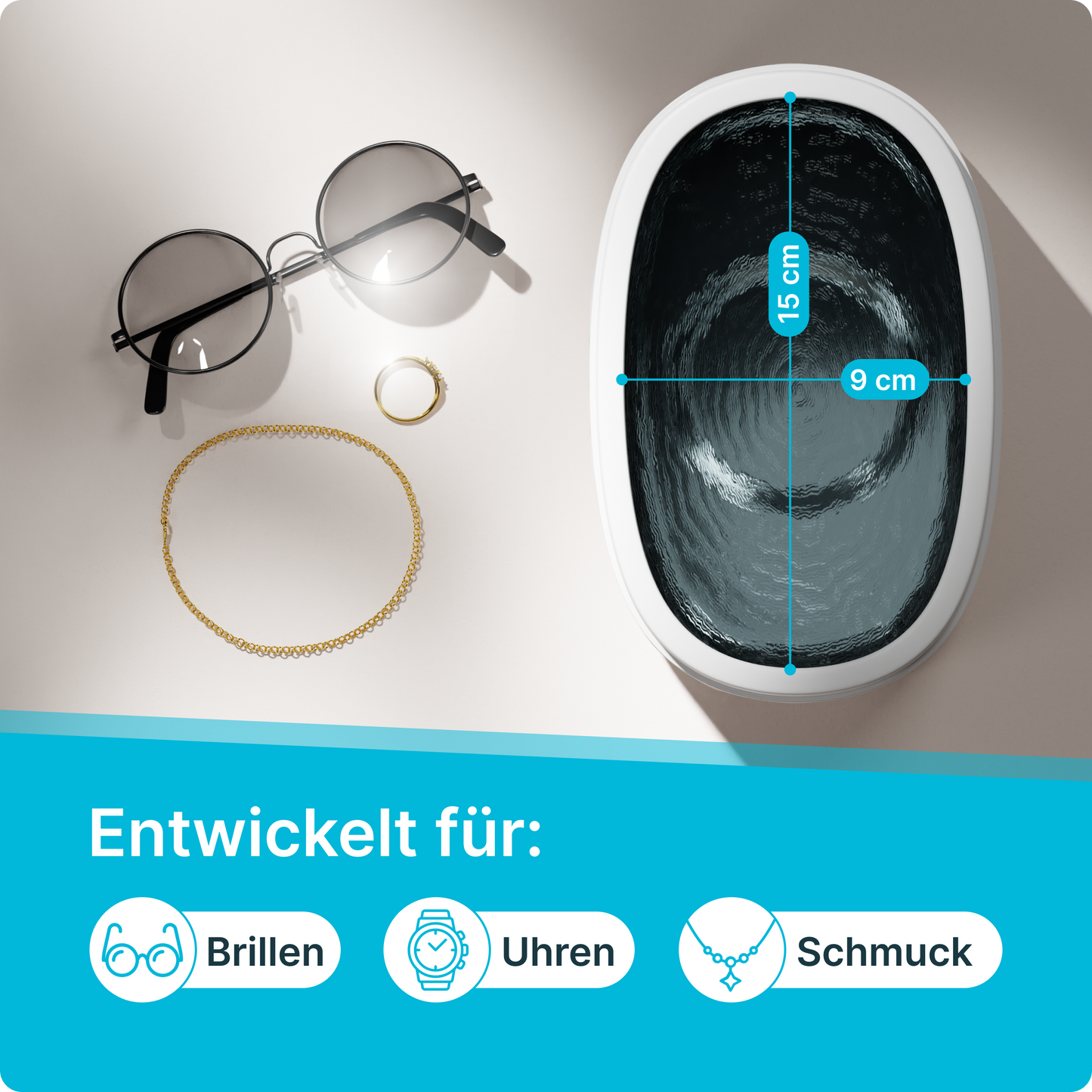 KLARBERG® Ultraschallreinigungsgerät Brille, Schmuck, Zahnprothesen