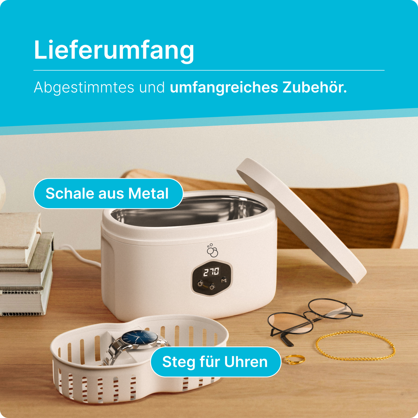 KLARBERG® Ultraschallreinigungsgerät Brille, Schmuck, Zahnprothesen