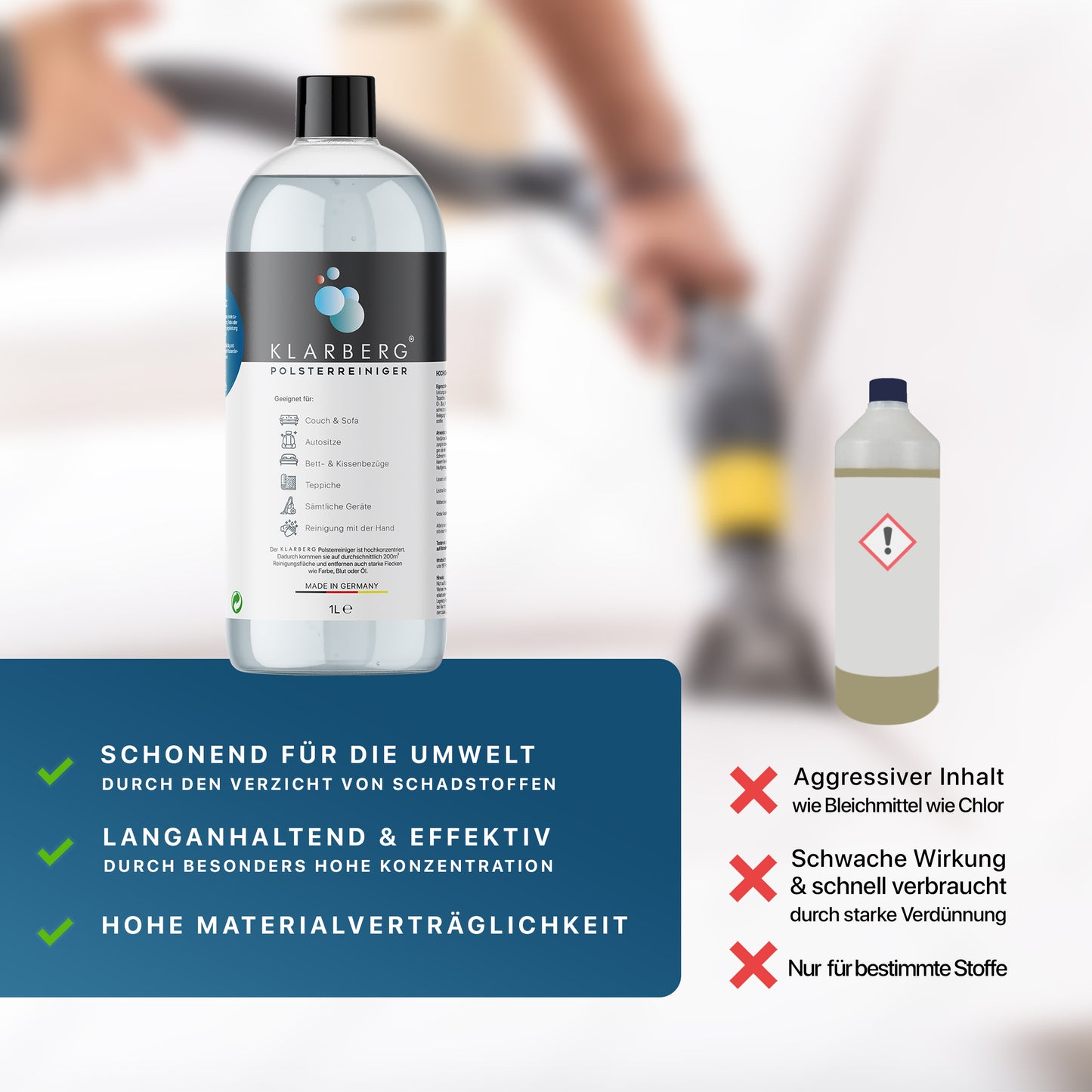 KLARBERG - Upholstery cleaner concentrate - Suitable for sofa, carpet and car seats