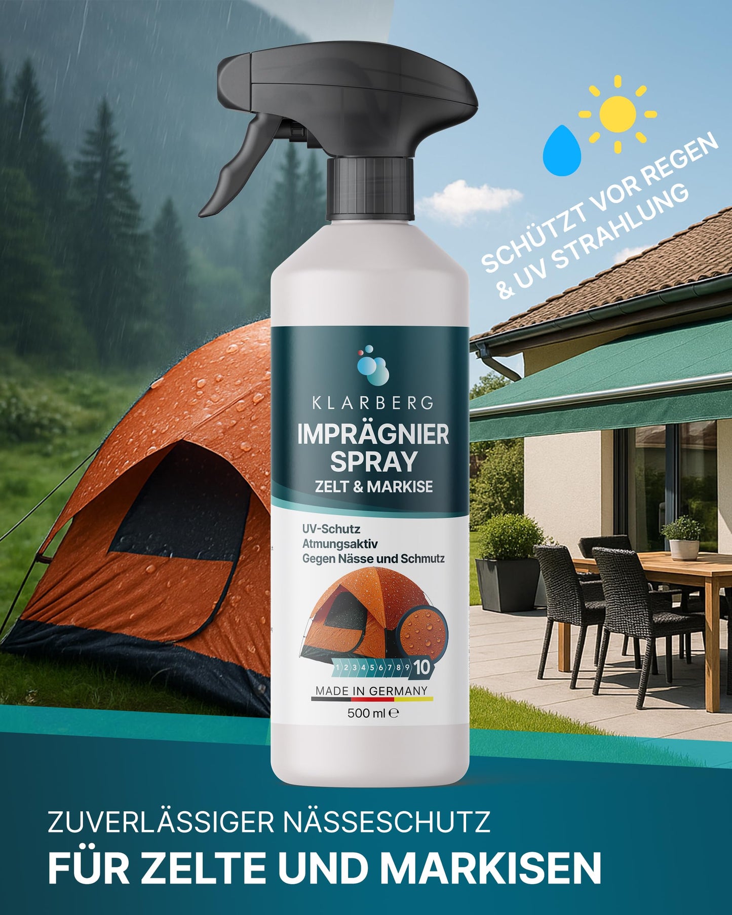 KLARBERG Imprägnierspray - Imprägnierung für Pavillon & Zelt